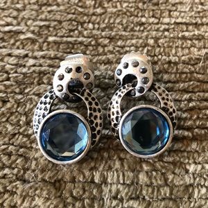 Kiam Family Metal & Blue Stone Pierced Earrings